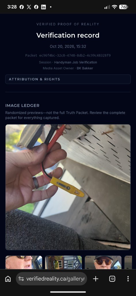 The public gallery for this job on a phone, showing the plug photograph in the image ledger.