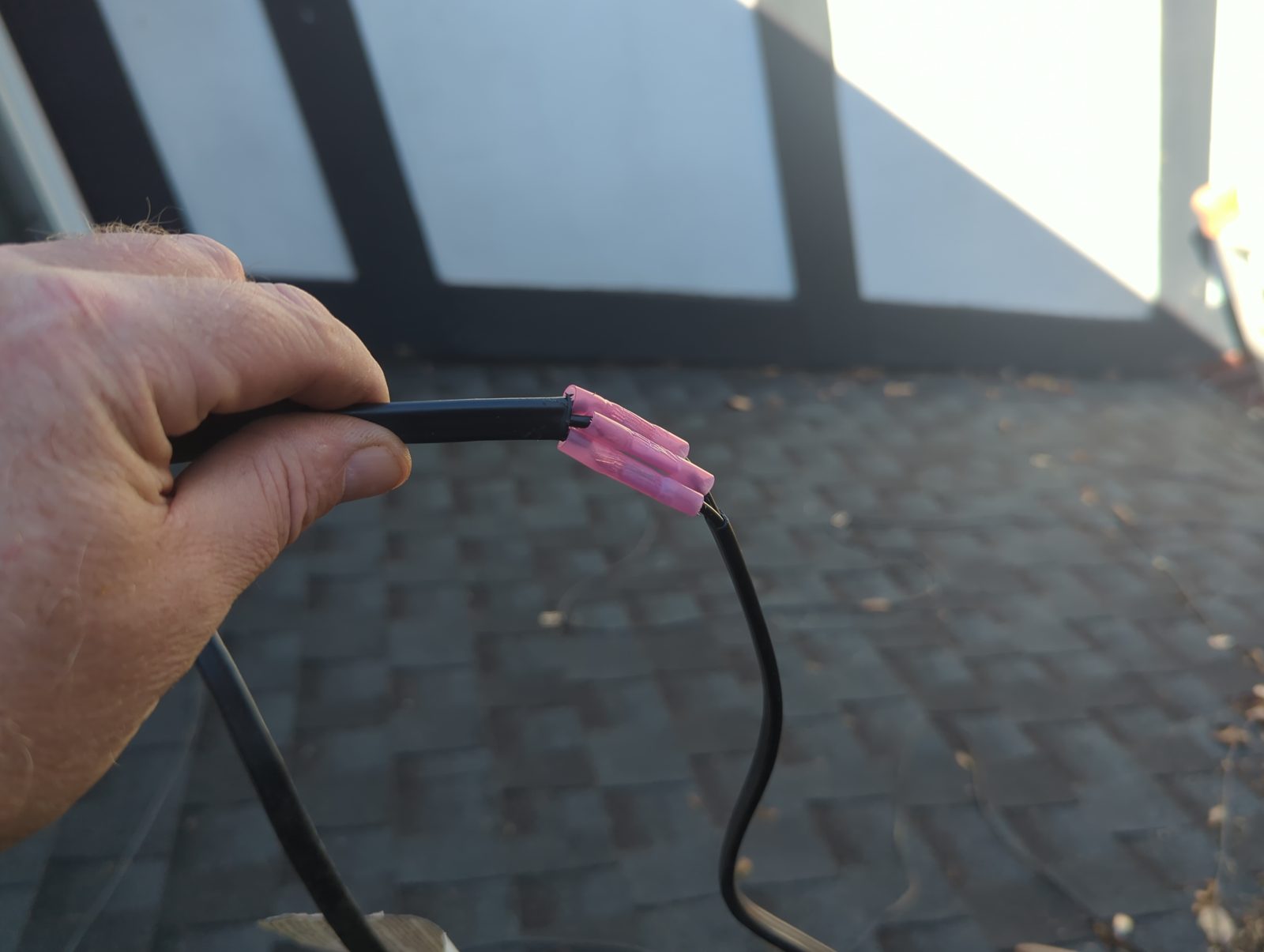 The finished splice covered in heat-shrink tubing.